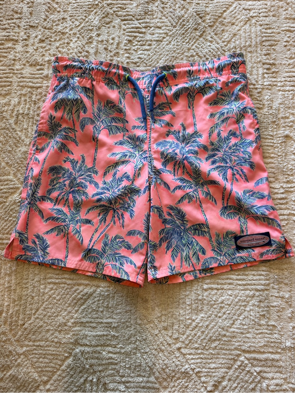 Vineyard Vines Boys Palm Tree Swim Trunks Board Shorts Pink Size S 8-10
